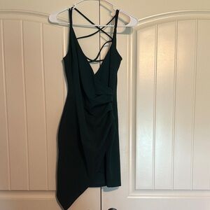 Windsor Asymmetrical Green Dress with Strappy Back